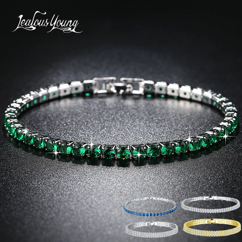 Fashion Green Crystal Friendship Bracelets Bangles For Women Silver Color Round Zircon Charm Bracelet Braclet Gifts
