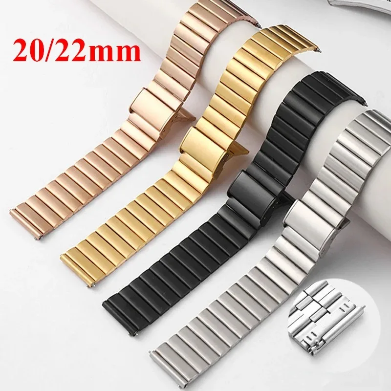 Elegant Stainless Steel Metal Strap, 20mm 22mm Band Bracelet