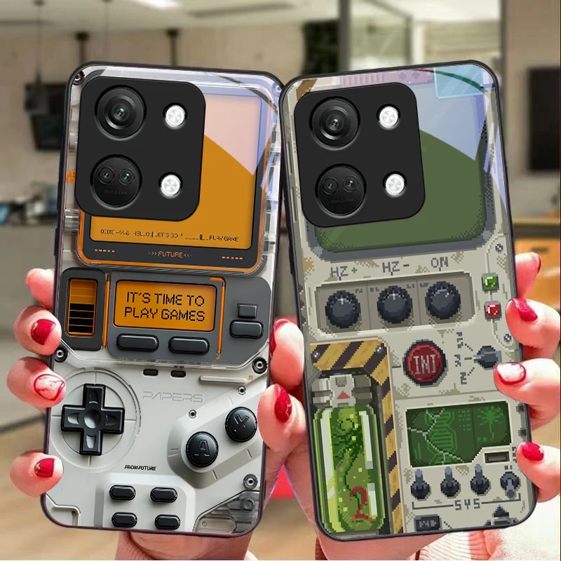 Sleek Black Hard Shell Tempered Glass Phone Case for Gaming Console Compatibility