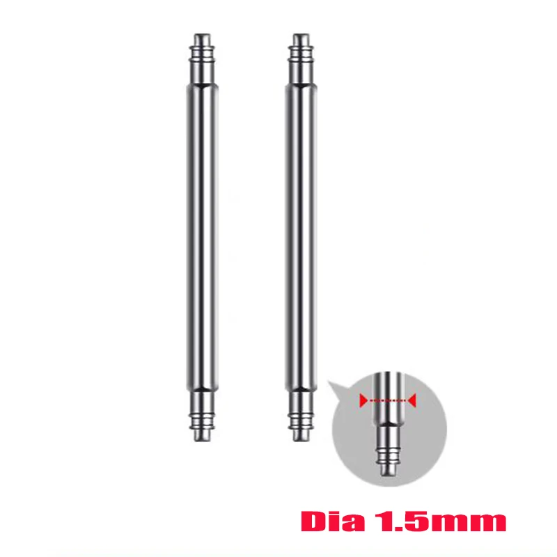 10-Pack Double Support Spring Bars - Stainless Steel Watch Strap Link Pins, Diameter Options 1.5mm and 1.8mm, Fits Strap Widths 10mm-30mm