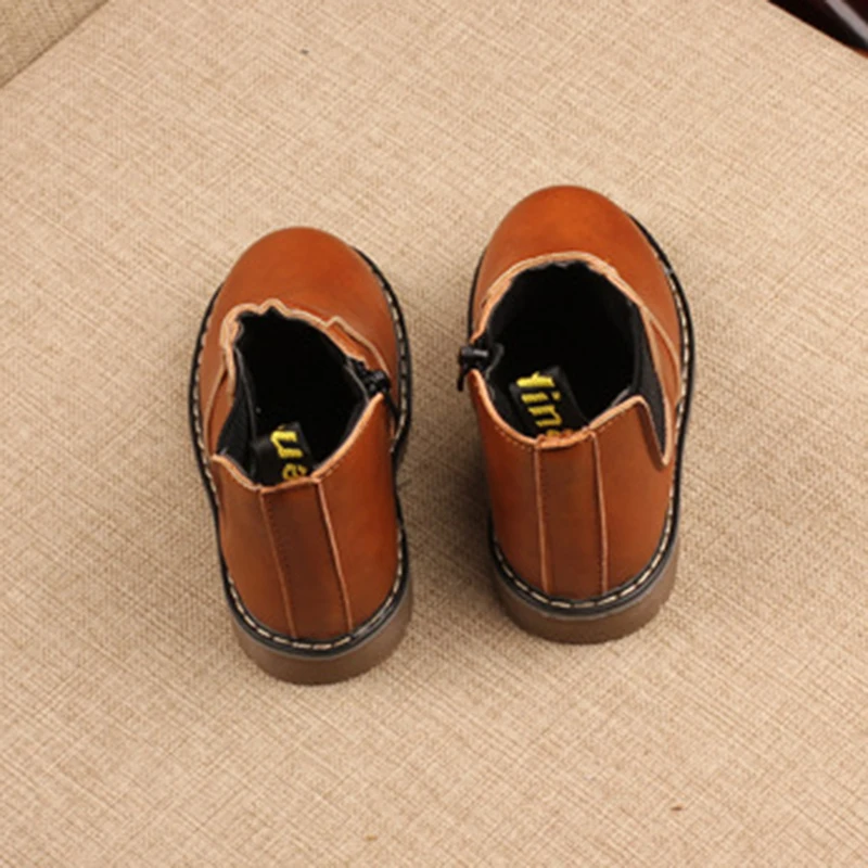 Autumn Winter All-match Short Boots Soft Sole Waterproof Children's Leather Ankle Boots Girl Boy