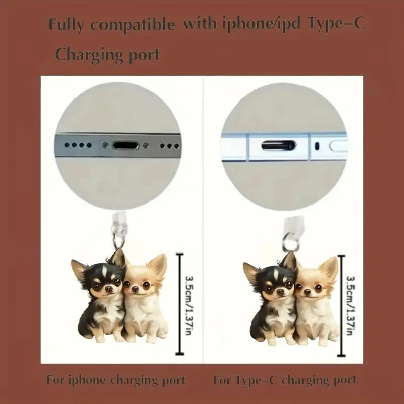 2D Acryl flache Tier Staub Stecker für iPhone und Typ-C Stecker Staub Stecker Anhänger hängende Dekoration – Detail 16