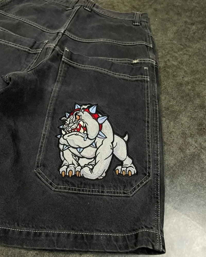 JNCO Shorts Y2K Hip Hop Pocket Baggy Denim Gym Shorts Men Women 2023 Summer New Harajuku Gothic Men Basketball Shorts Streetwear images - 6