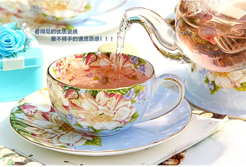 Fine Bone China Coffee Cup with Saucer Pumpkin Floral Design Porcelain Tea Cup Set 200ML