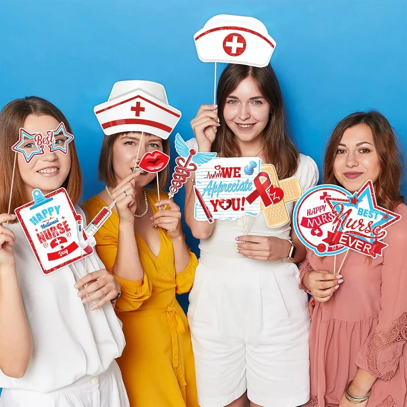 30pcs Doctors Nurses Day Photo Props,Nurse Graduation Congrats Nurse,Thank You Nurses Paper Photo Props
