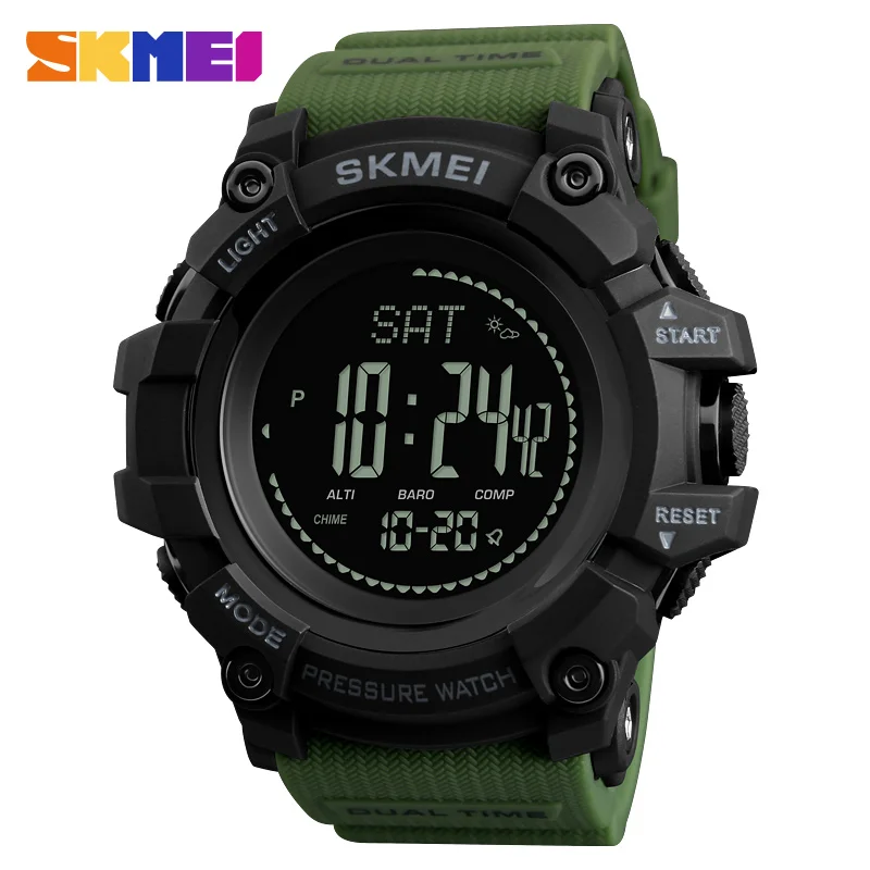 Orologio intelligente da uomo Sport all'aria aperta Orologio digitale Orologio da polso militare impermeabile con bussola Cronometro Altimetro Misurazione altezza / pressione atmosferica (Orange