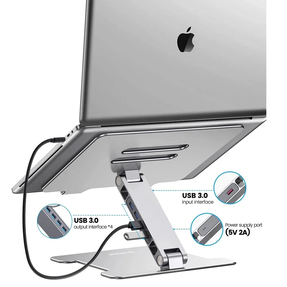 ORICO Vertical Laptop Stand, Adjustable Laptop Holder, Vertical Aluminum Notebook Holder, Space Saving, for MacBook/Surface/Dell/Gaming Laptops, Grey
