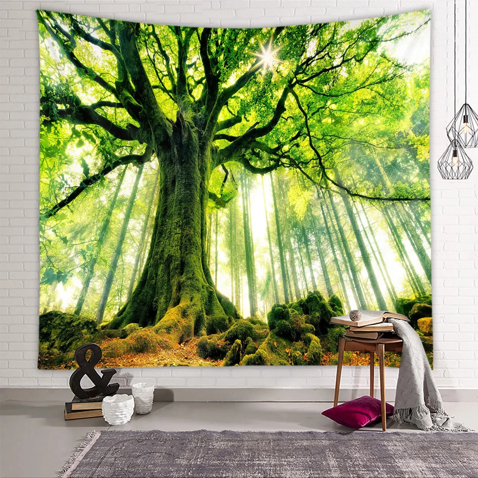 Forest tapestry natural scenery background cloth home decoration room bedroom living room wall hanging cloth