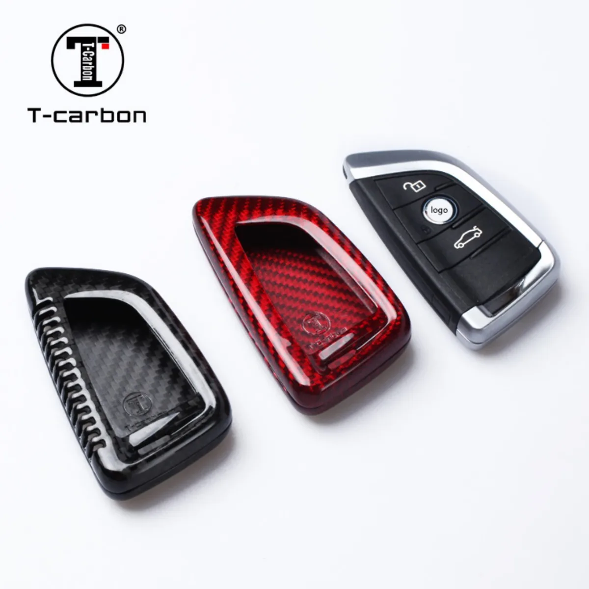 T-탄소 섬유 자동차 키 케이스 커버, BMW F20, G20, G30, X1, G05, X6, X7 에 적합, 쉘 열쇠 고리, 자동차 인테리어 액세서리