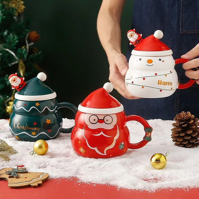 2025 Hot Christmas Ceramic Mug Large Capacity Nordic Style Snowman Santa Tree Creative Gift for Holiday Season Gift Box Set LIJI