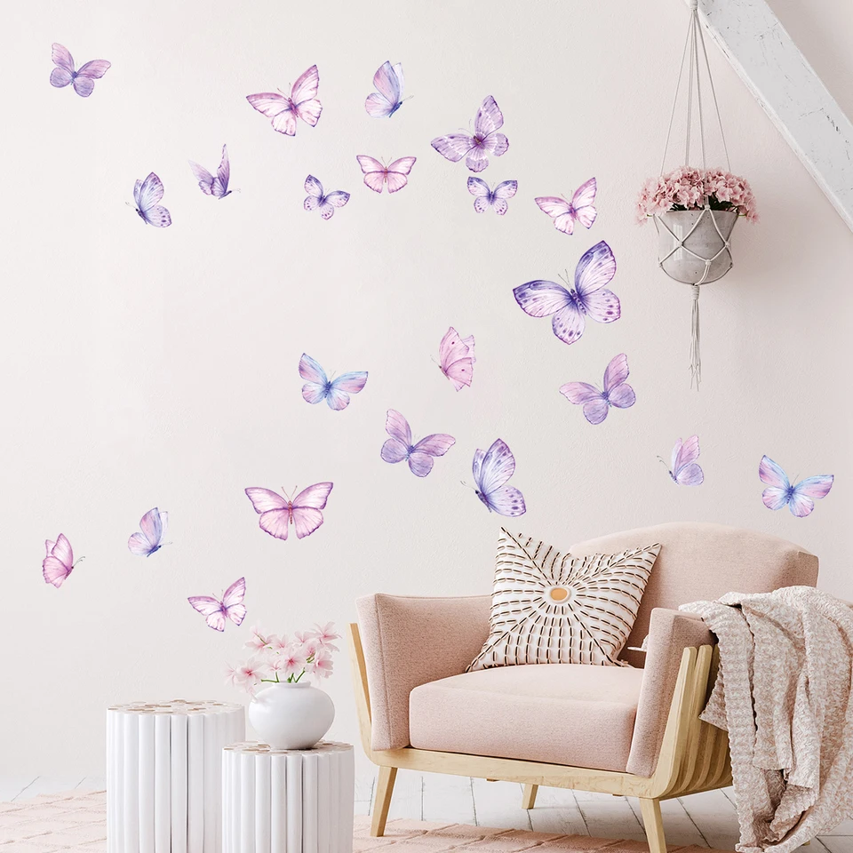 INDIGOS UG - Decalcomanie da muro - adesivi da parete - Murale - D110 Farfalle tribali con Bellissimi Fiori, Turchese, 160 x 63 cm - Decorazione per