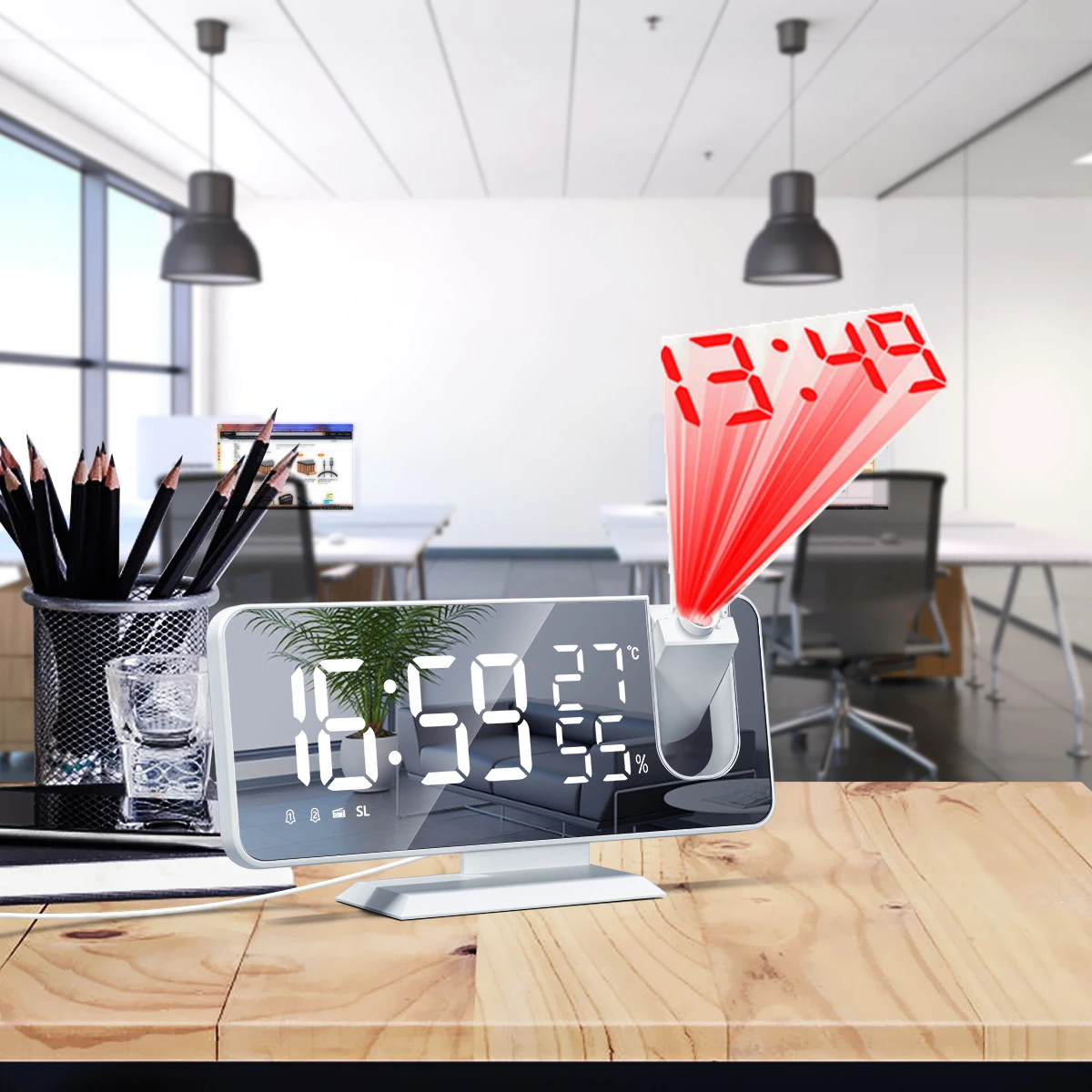 FM Radio LED Digital Smart Alarm Clock Electronic Desktop Clocks USB