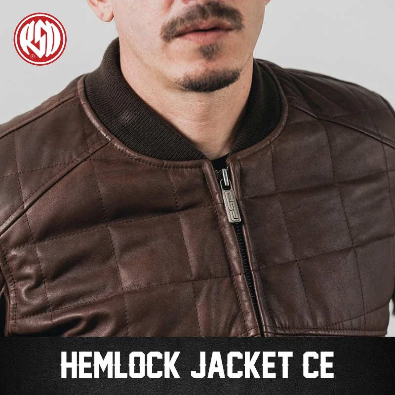RSD 헴록 윈터 재킷 글래식 남성용 풀 그레인 가죽 바이커 재킷 시그니처 새틴 프린트 안감 내장형 SAS-TEC 아머