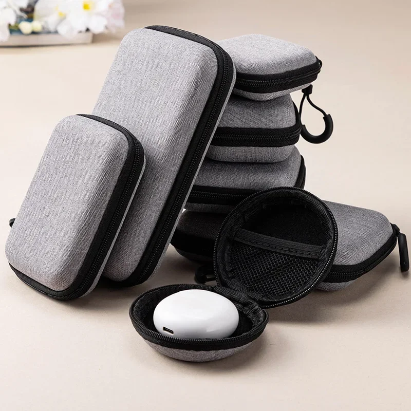Compact Grey Digital Accessory Organizer - Shockproof Protective Storage Case
