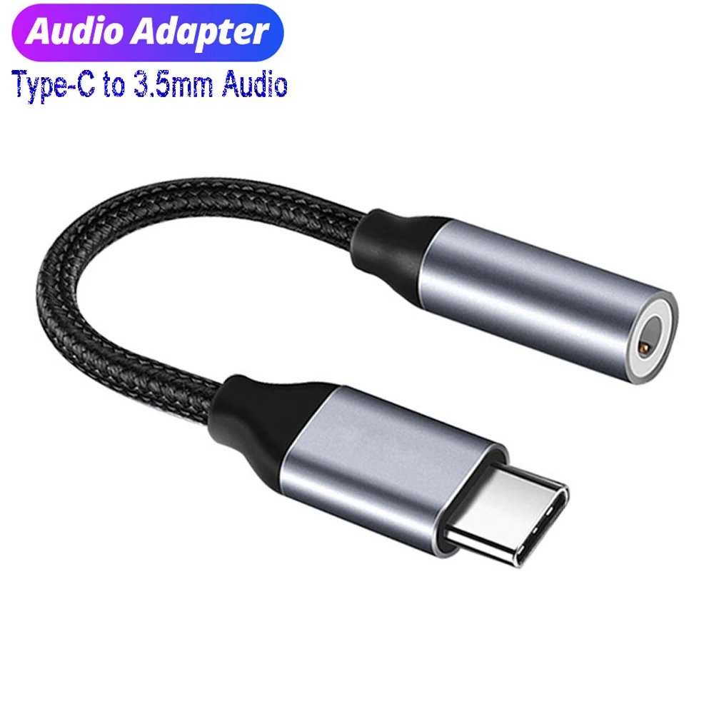 USB Tipo C para 3.5mm Jack Cabo Adaptador, USB-C, Áudio, Cabo Aux, Conversor de Fone de Ouvido, Samsung, Xiaomi, Huawei, Oneplus