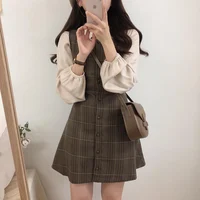Preppy Sty Japan Girls Matching Outfits Date Lady Autumn Spring 2023 A Line Women Plaid Shirt Dress - Image 3
