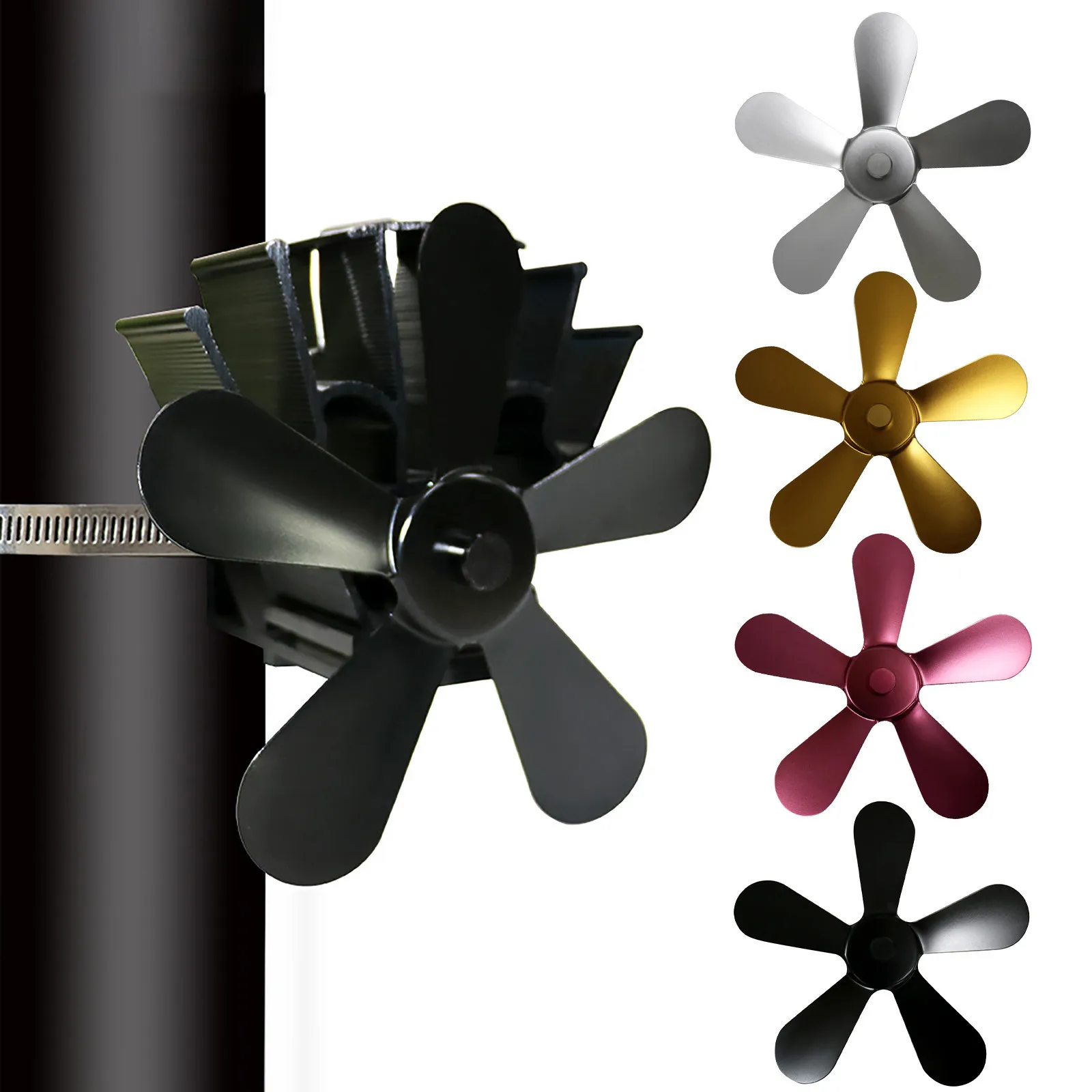 5 Blade of Wood Stove Fan Leaf Heat Powered Wood Burner Propeller for Fireplace Fan Accessories Efficient Heat Distribution