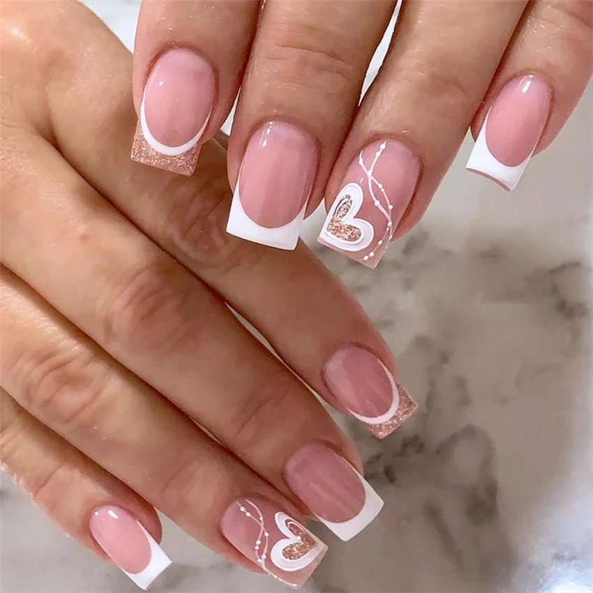 24-Piece Medium Long Acrylic Press-On Nails Set - Trendy Spice Girls Edition