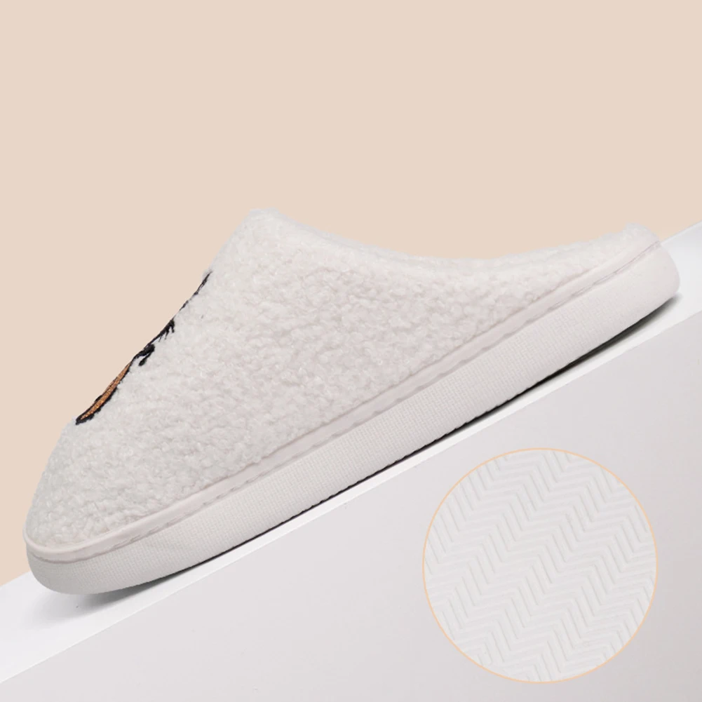 Halloween Plush Slippers Warm Slip-on House Shoes Anti Slip Fluffy Home Slippers Furry Pumpkin Cat Slipper for Indoor Bedroom