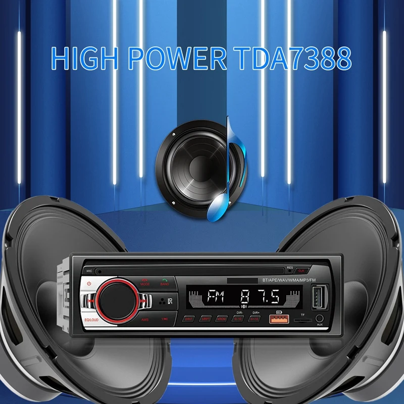 Фото Автомобильный Bluetooth MP3-плеер 12 в, FM-радио, стерео, громкая связь, стереоплеер, дисплей с подсветкой, прочный CD-плеер с USB-зарядкой №5