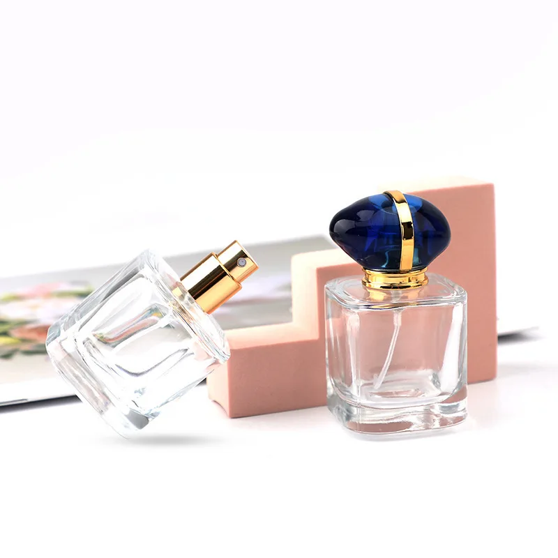 Perfume Bottle 30ML Portable Spray Glass Bottle Gemstone Lid