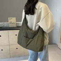 Trendy Women's Soft Cloth Shoulder Bag Solid Color Student 2026 Spring Y2k Casual Style Big Handbags Crossbody Bags for Women - Image 2