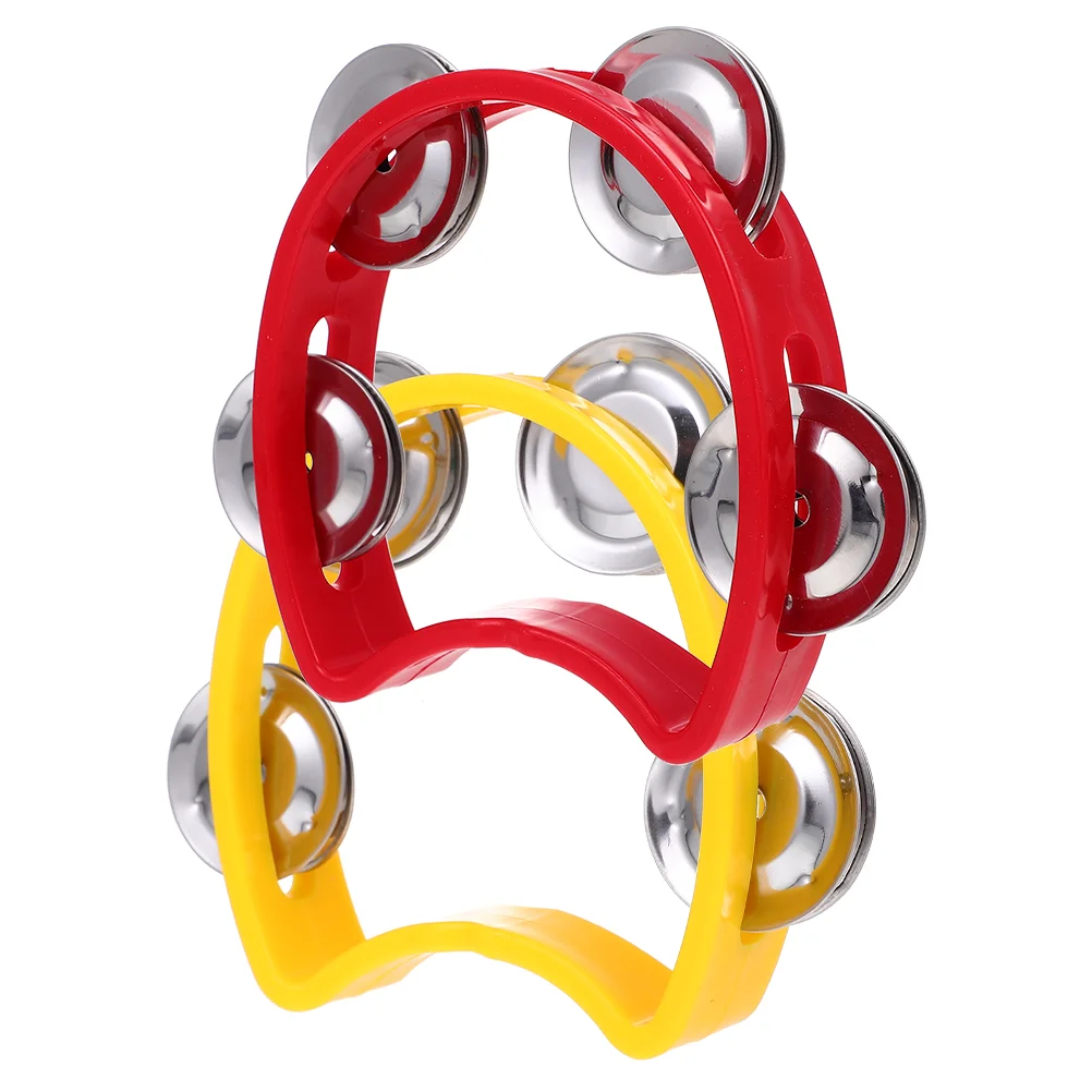 2 Pcs Bell Ring Instrument Playthings Kids Handbells Musical Instruments Tambourine Tambourines Handheld Plastic Baby