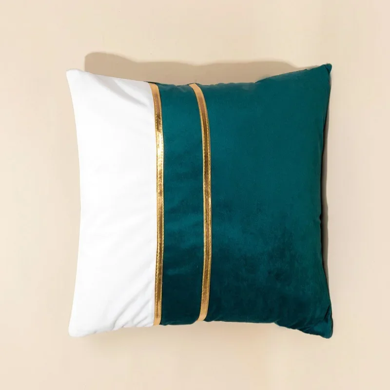 Dark green and white velvet throw pillow cover