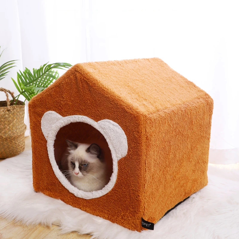 

2022 New Portable Small Foldable Cat House Movable Warm Indoor Pet Dog Bed