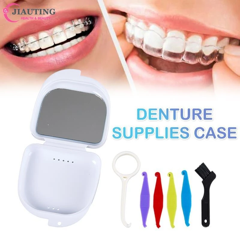 

1pcs Denture Storage Case Retainer Orthodontic Mouth Guard Denture Storage Case Box Oral Hygiene Supplies Organizer Accessories