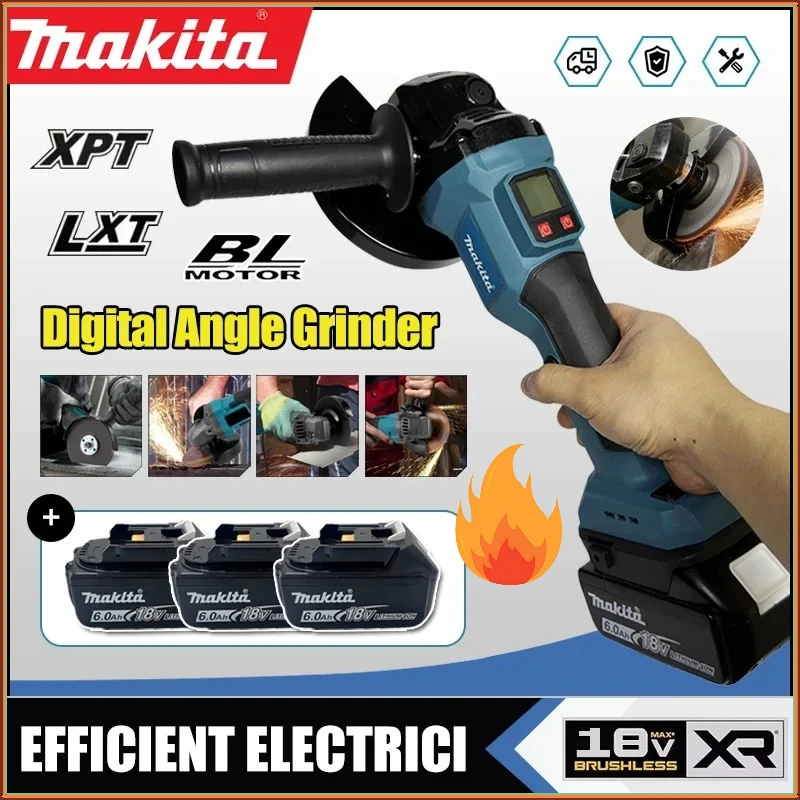 마키타 브러시리스 디지털 디스플레이 임팩트 앵글 그라인더 무선 DIY 전동 연마기 (18V 배터리용)