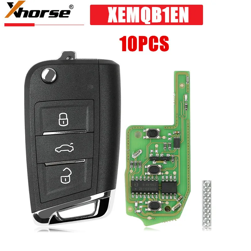 

10PCS/LOT XHORSE XEMQB1EN Super Remote Key MQB Style 3 Buttons Built-in Super Chip English Version.