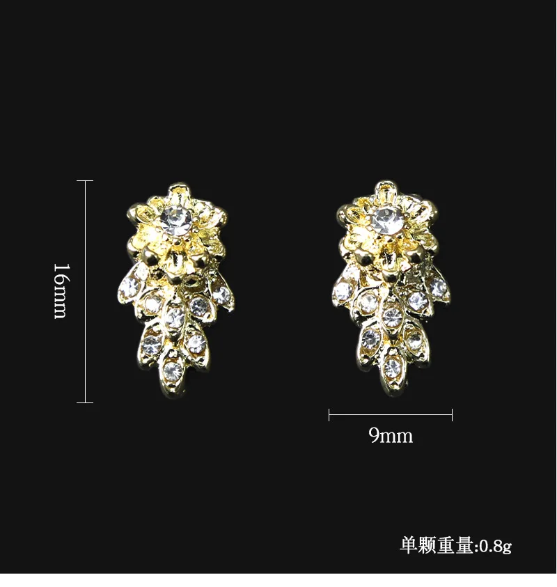 10pcs/Bag Gorgeous Crystal Nail Charms,Silver Alloy Glass  Nail Rhinestones,Flower Designs 2022 New Nail Charms Jewelly
