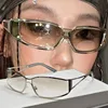 Y2K Sunglasses Women Men Oversized Gradient Steampunk Goggles Mirror Lens Sun Glasses Fashion Eyewear Retro Designer Shades