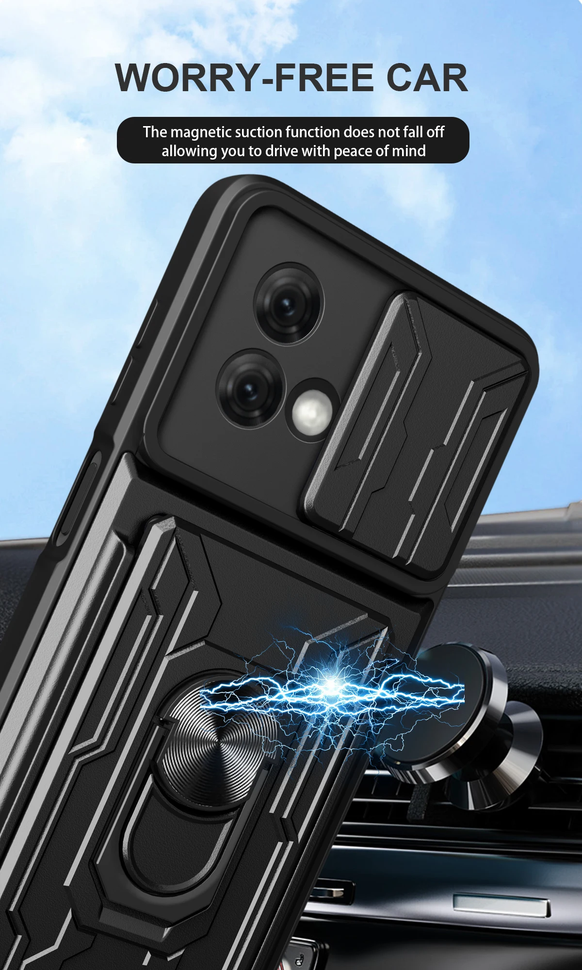 Rotating Ring Holder Magnetic Car Phone Case with Card Slot