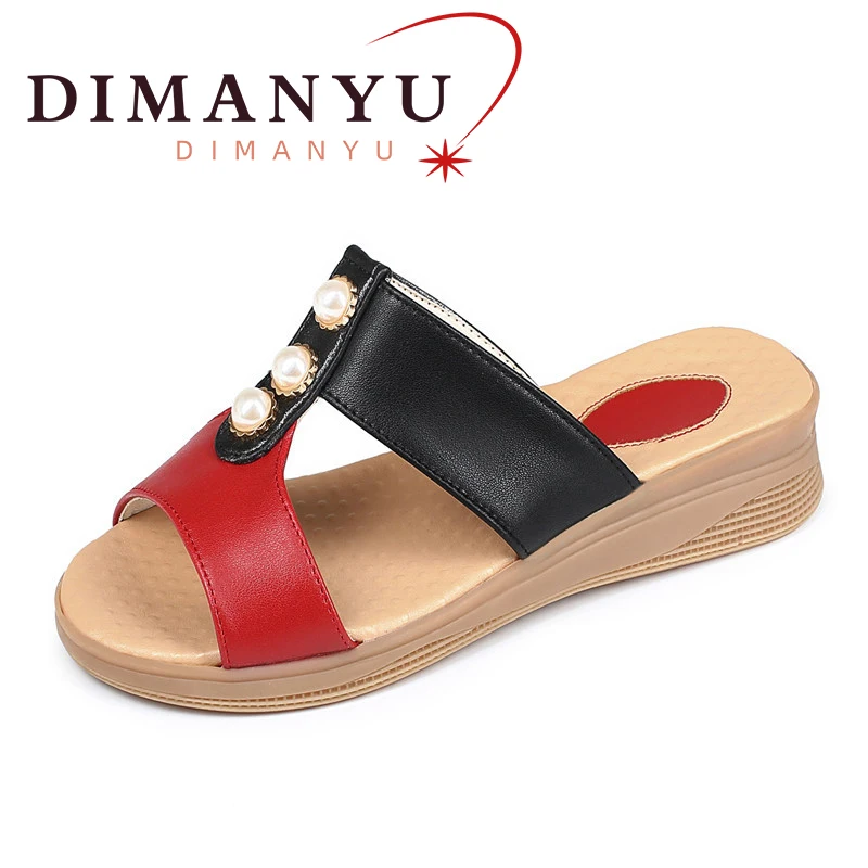 

DIMANYU Women's Slippers Summer 2024 New Genuine Leather Women's Flip-flops Wear Non-slip Plus Size 41 42 43 Women's Sandals