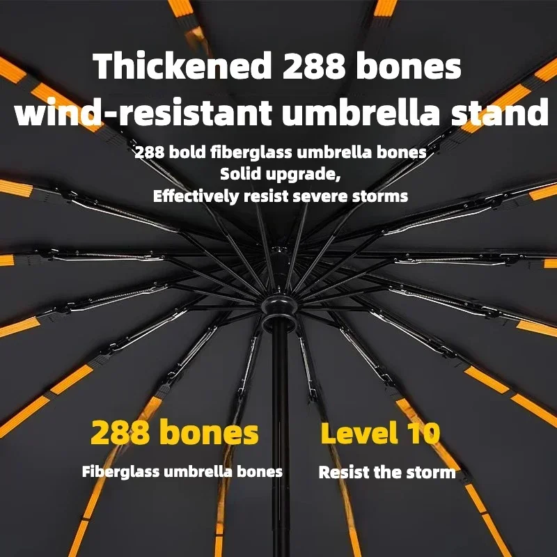 Stormproof Windproof Automatic Umbrella,288 Reinforced Fiberglass Ribs, Sun UV UPF50+ Protect, Compact Folding Rain Umbrella Men (v1.12.4) - Image 3