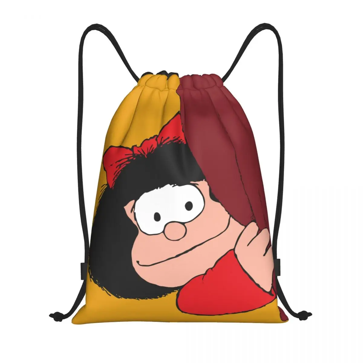 

Рюкзак Mafalda Is Peeking на шнурке для женщин и мужчин, спортивный рюкзак для спортзала, складной Quino комикс, мультяшная тренировочная сумка