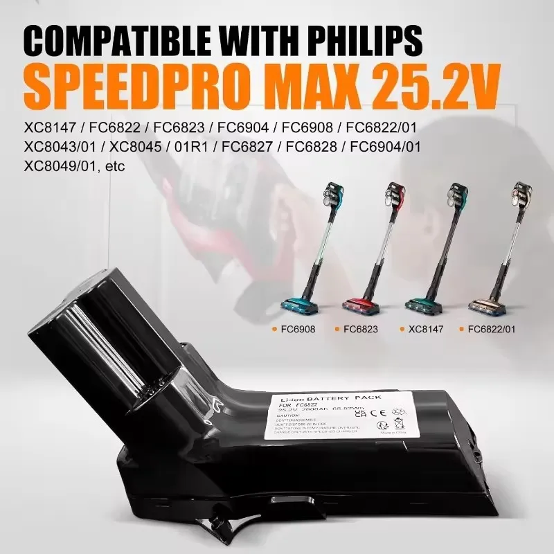 Vacuum Cleaner Battery for Philips SpeedPro Max Aqua Stick,FC6822,FC6823,FC6826/01,FC6827,FC6828,FC6904,FC6908,XC8147,XC8045/01 4
