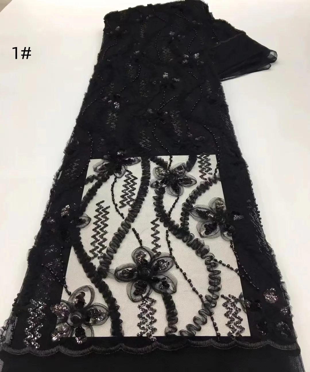 

New French retro high-quality texture + long bead tube + round bubble bead combination embroidery French tulle lace delicate sta
