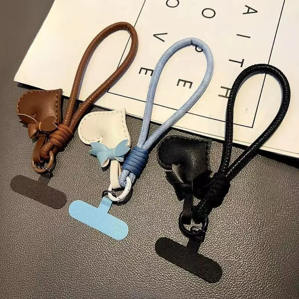 럭셔리 가죽 폰 끈 손목 스트랩 태슬 하트 수제 키체인 펜던트 분실 방지 가방 참 고급스러운 느낌 핸드 로프