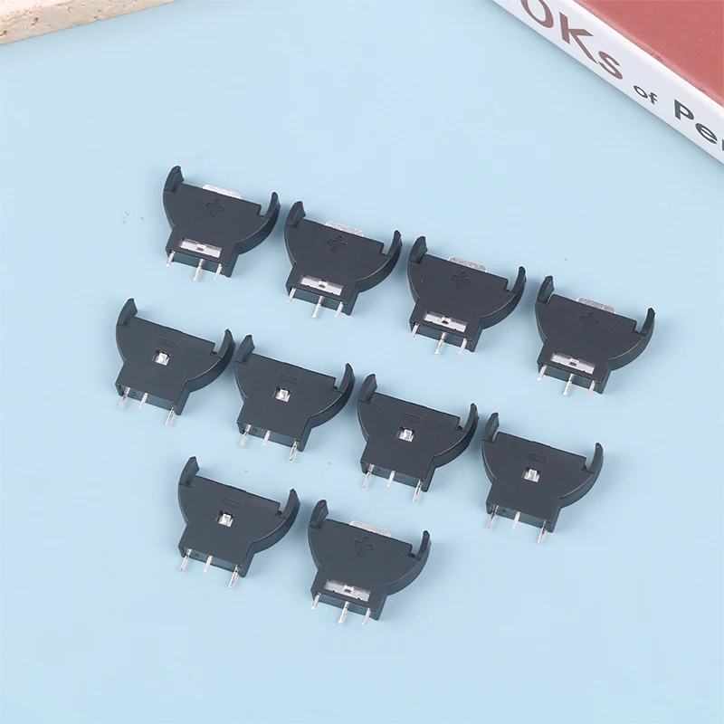 최신 10Pcs 검정색 플라스틱 CR2032 2032 3V 반원형 셀 코인 수직 배터리 홀더 배터리 소켓 케이스 모듈 배터리 박스