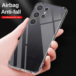 Crystal Clear Shockproof TPU Soft Case with Airbag Protection for Galaxy S25 (Transparent)