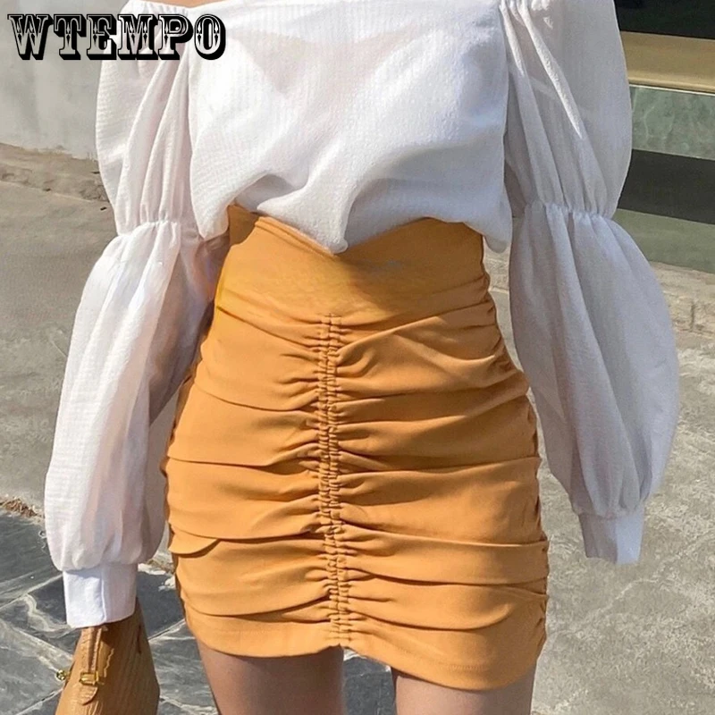 

2023 Summer Hip Skirts for Women Fashion Irregular Elastic High Waist Temperament Korean Mini Skirt Girl's Short Pleated Skirts