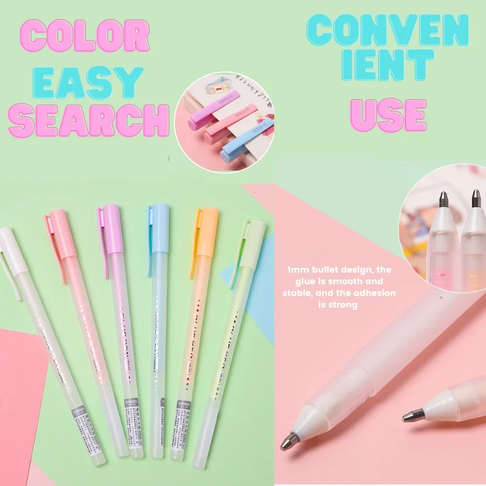 캔디 컬러 접착제 펜, 빠른 건조 수동 디스펜싱 펜, 솔리드 접착제 스틱, 학생 핸드북, DIY 고점도 접착제 사무실