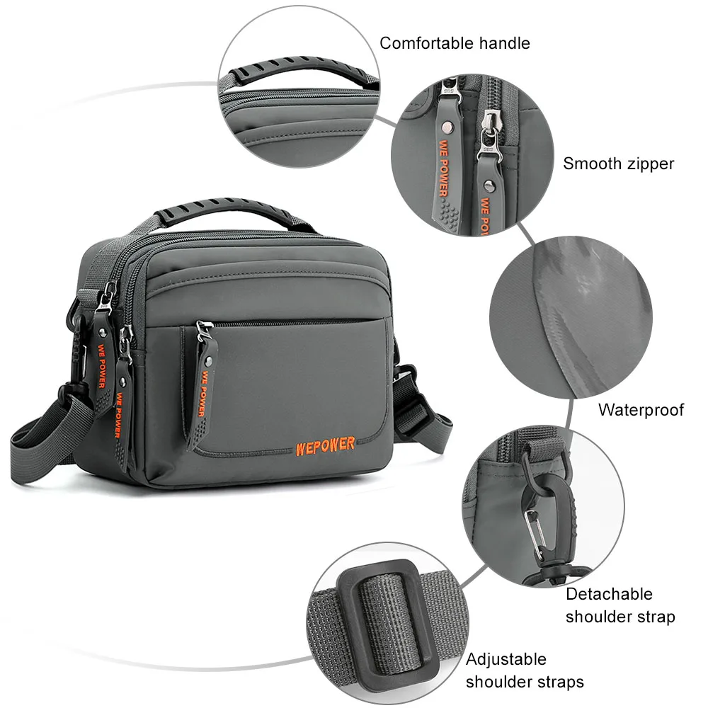 Messenger Shoulder Bag,Multi Pockets Crossbody Bag for Men,Casual  Lightweight Satchel Bag for Camping Hiking Travel Working