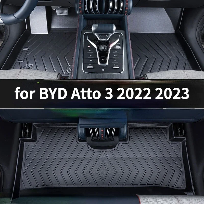 

Автомобильные Коврики для пола BYD Atto 3 2022 2024, Нескользящие напольные вкладыши, водонепроницаемые, всесезонные, прочные напольные вкладыши из ТПЭ, специальная накладка на ногу