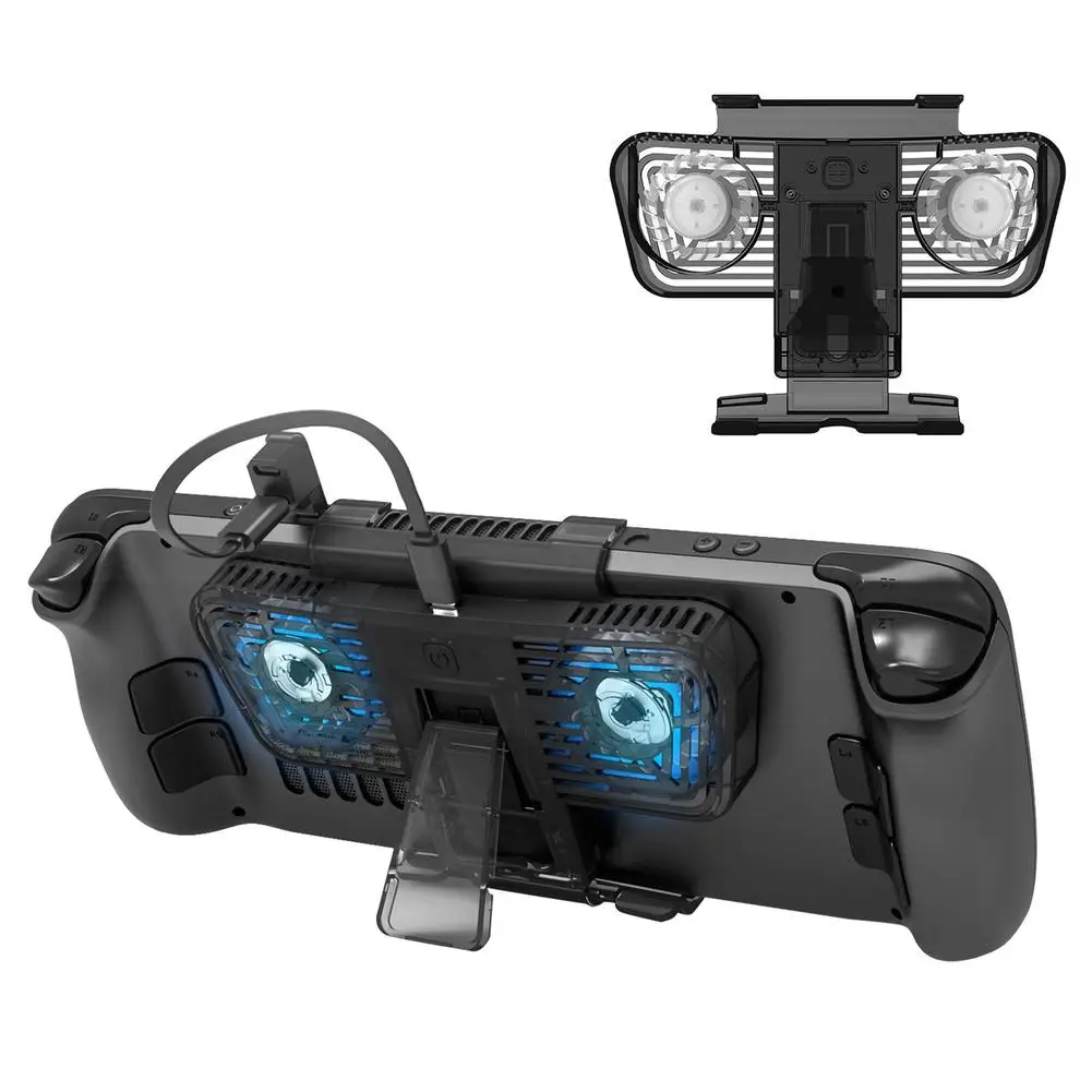 

Ergonomic Cooling Fan With Bracket Compatible For Steamdeck / Switch / Oled Host With Dual C-port Adapter