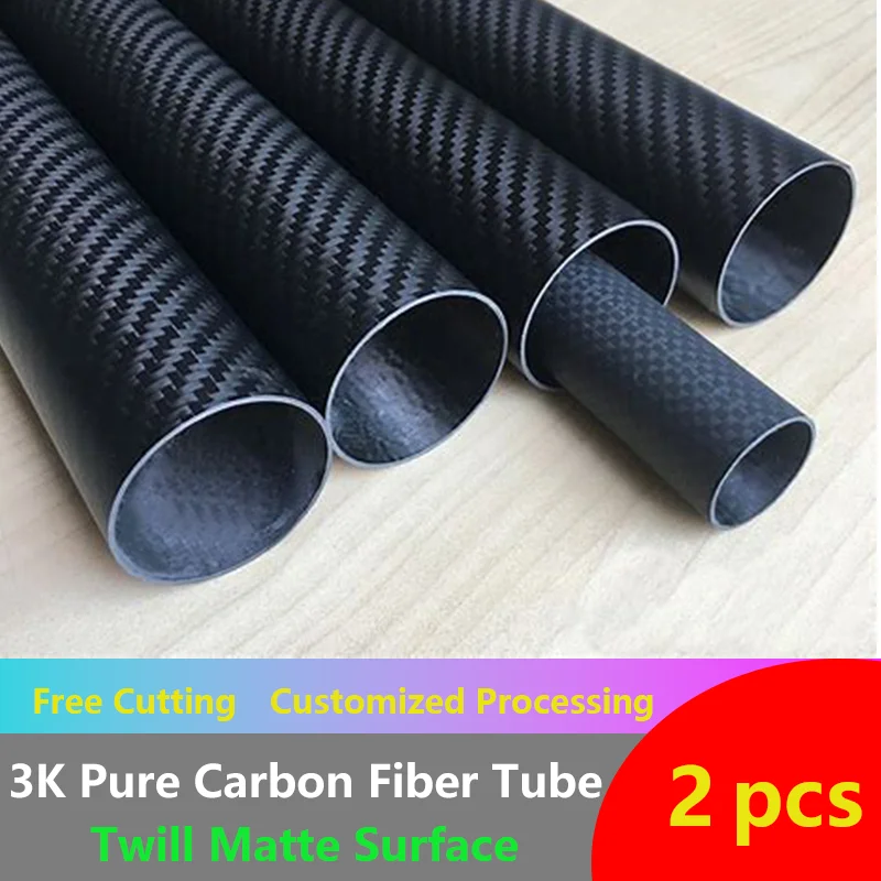 Carbon Fiber Tube OD 30 32 33 34 35 36 38 40mm X L500mm Roll Wrapped 1-2pcs 3K E - Foto 4