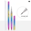 Nail Art Brush Rainbow Metal Long 100% Pure Natural Hair Professional Kolinsky Nails Art Liner Brush Nail Art Pen for Nail Desig 6